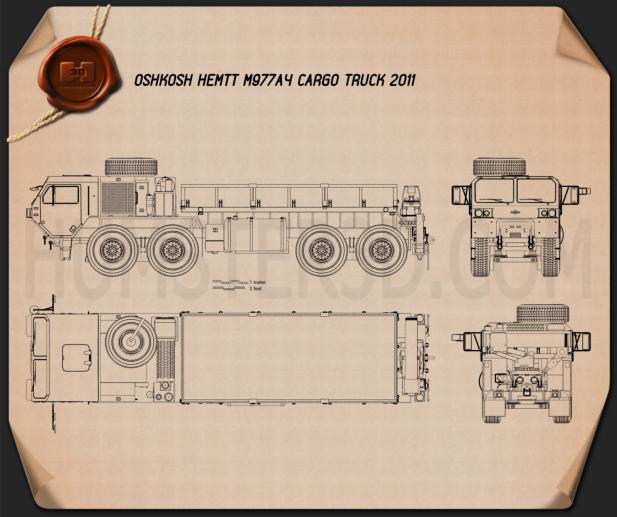 Oshkosh HEMTT M977A4 Cargo Truck 2011 Blueprint
