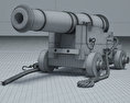Naval Cannon 3D模型 wire render