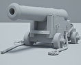 Naval Cannon Modello 3D clay render