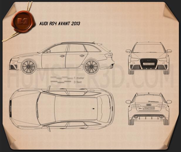Audi RS4 Avant 2013 테크니컬 드로잉