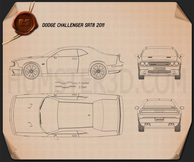Dodge Challenger SRT8 2011 테크니컬 드로잉