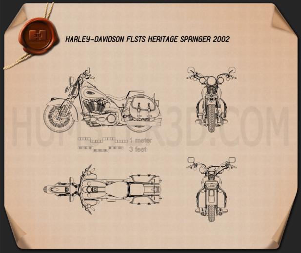 Harley-Davidson FLSTS Heritage Springer 2002 테크니컬 드로잉