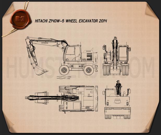 Hitachi Z140W-5 Wheel Excavator Blueprint