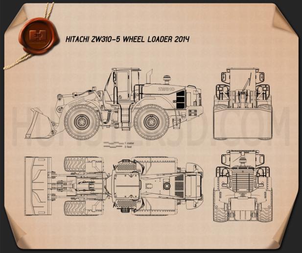 Hitachi ZW310-5 Wheel Loader Blueprint