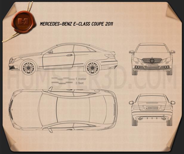 Mercedes-Benz E 클래스 쿠페 2011 테크니컬 드로잉