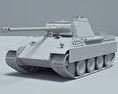 Panzer V Panther Modello 3D clay render
