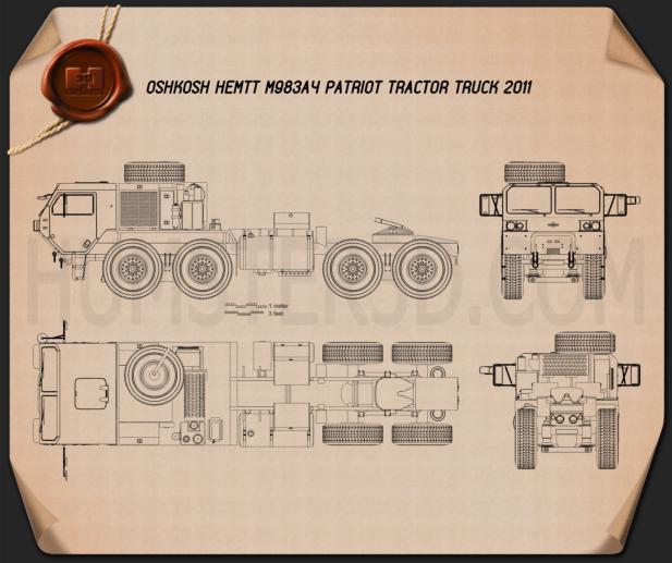 Oshkosh HEMTT M983A4 Patriot Tractor Truck 2011 Blueprint