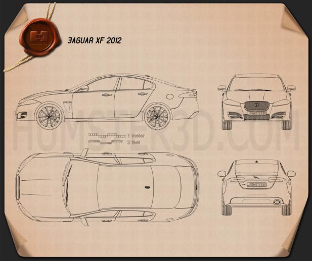 Jaguar XF 2012 테크니컬 드로잉
