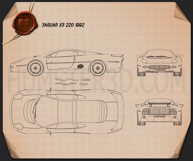 Jaguar XJ220 1992 Blueprint