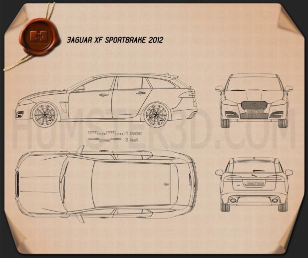 Jaguar XF Sportbrake 2012 테크니컬 드로잉