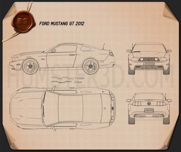Ford Mustang GT 2012 Disegno Tecnico