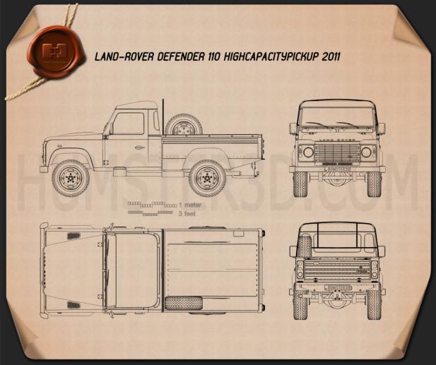 Land Rover Defender 110 High Capacity Pickup 2011 Disegno Tecnico