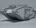 Mark V Tank 3D模型 wire render