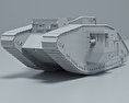 Mark V Tank 3d model clay render