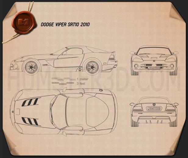 Dodge Viper SRT10 2010 Disegno Tecnico