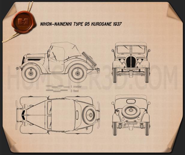 Nihon Nainenki Type 95 Kurogane 1937 Blueprint