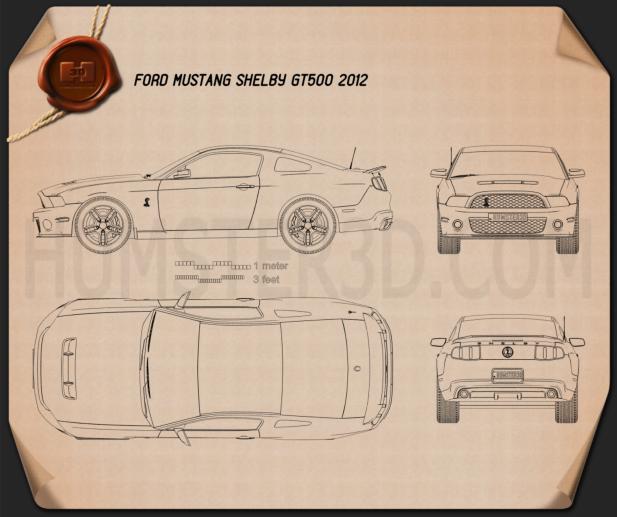 Ford Mustang Shelby GT500 2012 Disegno Tecnico