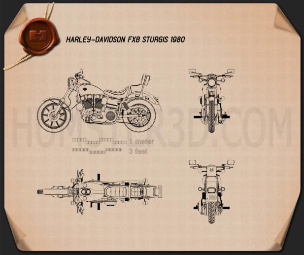 Harley-Davidson FXB Sturgis 1980 Blueprint