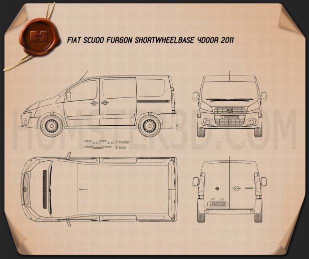 Fiat Scudo Furgon ShortWheelbase 4-Türer 2011 Blaupause