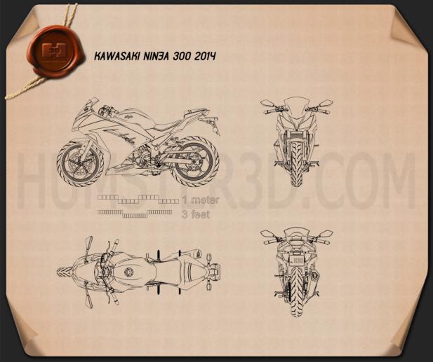 Kawasaki Ninja 300 2014 Blueprint