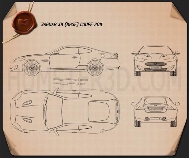 Jaguar XK 쿠페 2011 테크니컬 드로잉