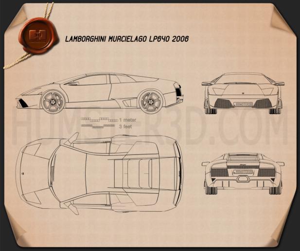 Lamborghini Murcielago LP640 2006 Blaupause