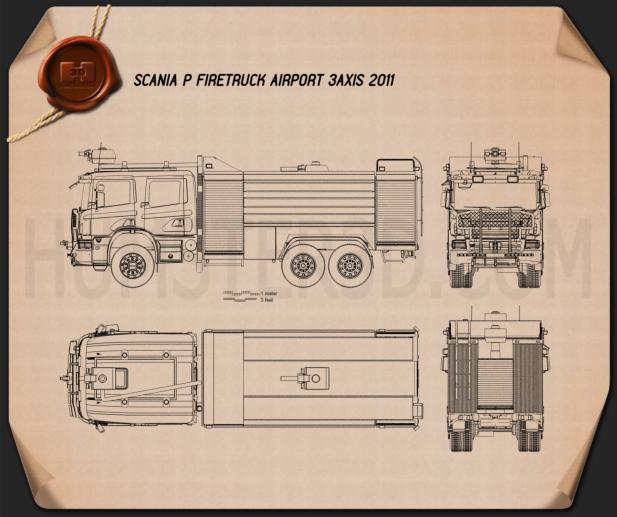 Scania P Fire Truck Airport 2011 Blueprint