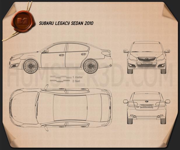 Subaru Legacy (Liberty) sedan 2010 Blaupause