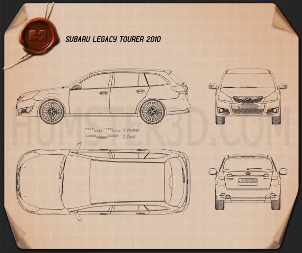 Subaru Legacy tourer 2010 Креслення