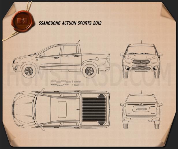 SsangYong Korando Sports (New Actyon) 2012 Disegno Tecnico