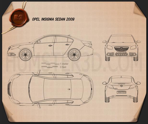 Opel Insignia sedan 2009 Blaupause