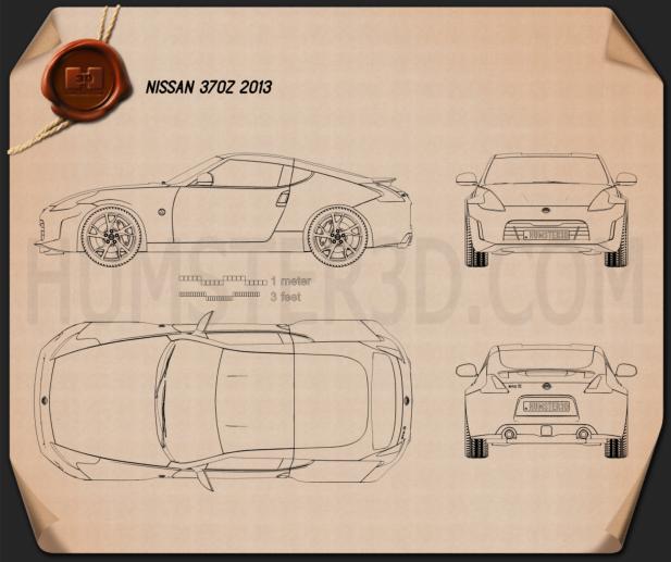 Nissan 370Z Coupe 2013 테크니컬 드로잉