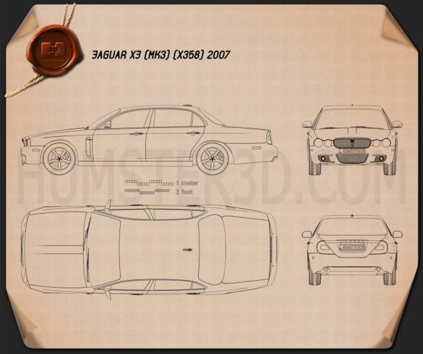 Jaguar XJ (X358) 2007 Blueprint