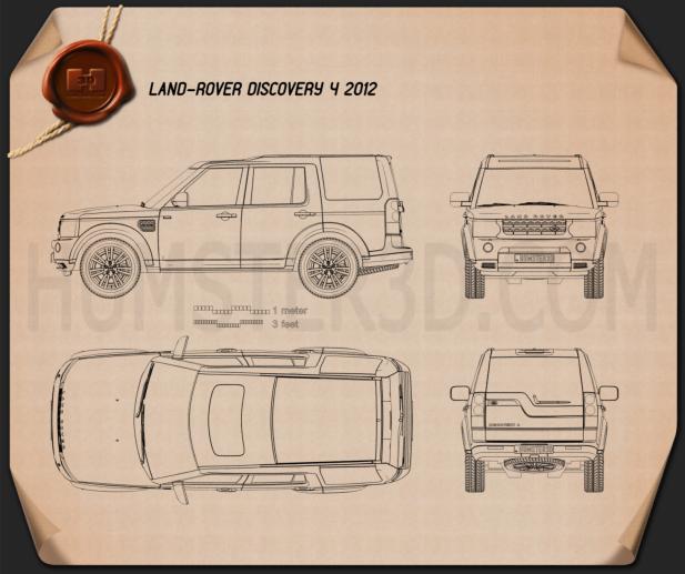 Land Rover Discovery 4 (LR4) 2012 Disegno Tecnico