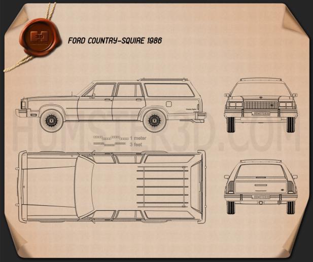Ford Country Squire 1986 Disegno Tecnico