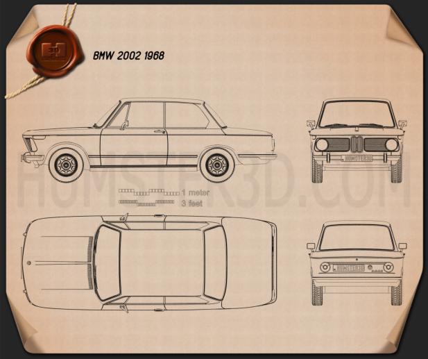 BMW 2002 1968 Disegno Tecnico