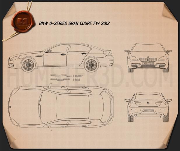 BMW 6 Series Gran Coupe (F14) 2012 테크니컬 드로잉