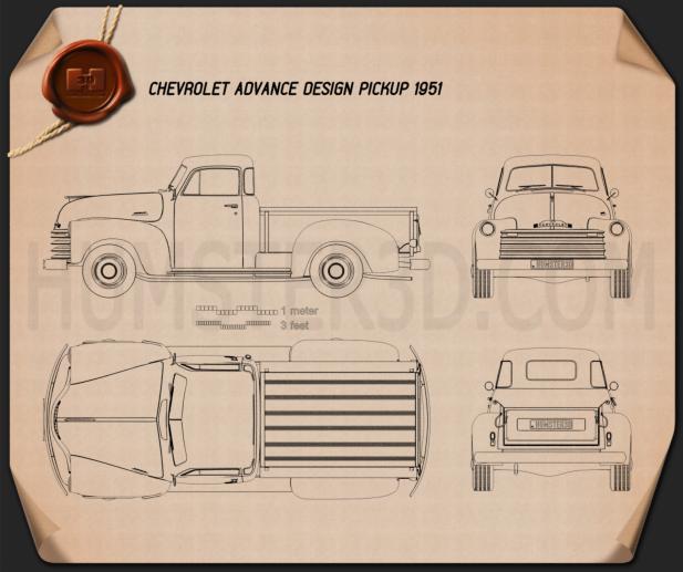 Chevrolet Advance Design Pickup 1951 蓝图