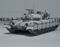 90-II式戦車 3Dモデル wire render