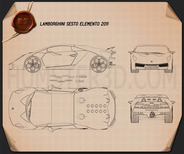 Lamborghini Sesto Elemento 2011 蓝图