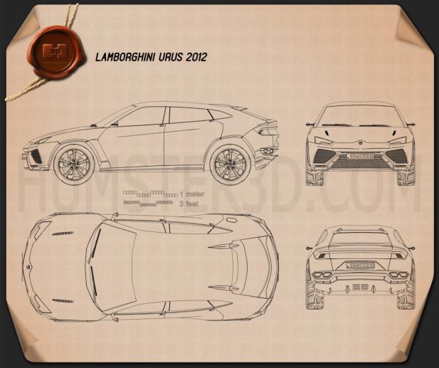 Lamborghini Urus 2012 Blueprint - Hum3D
