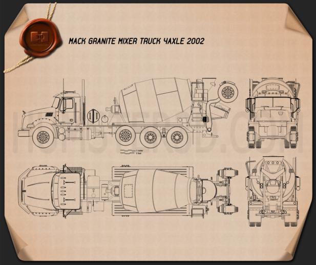 Mack Granite Mixer Truck 2002 Blueprint