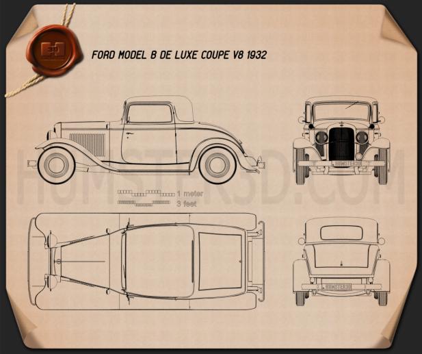 Ford Model B De Luxe Coupe V8 1932 Blueprint