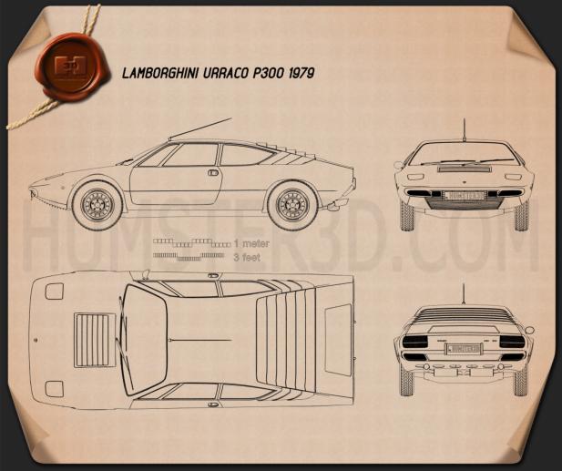 Lamborghini Urraco P300 1979 Disegno Tecnico