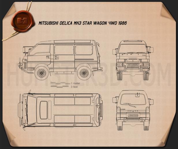 Mitsubishi Delica Star Wagon 4WD 1986 Blaupause