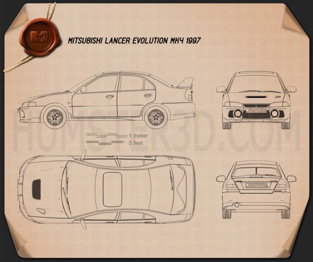 Mitsubishi Lancer Evolution 1997 Blaupause