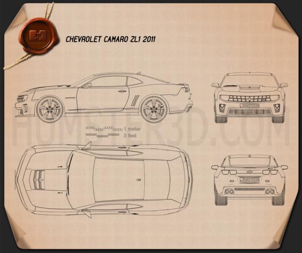 Chevrolet Camaro ZL1 2011 Disegno Tecnico