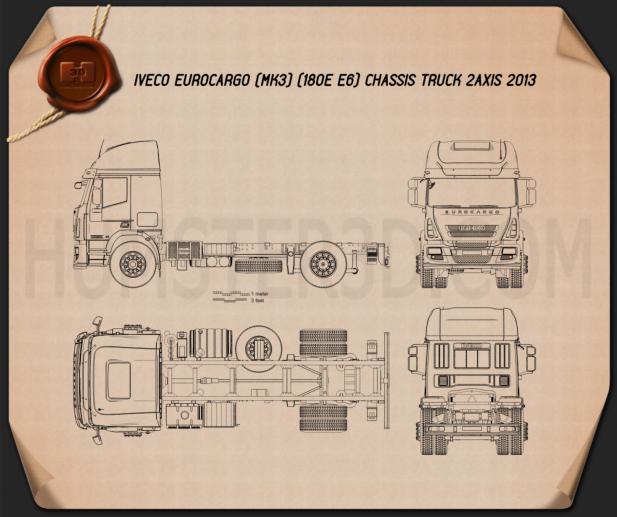 Iveco EuroCargo Chassis Truck 2013 Blueprint