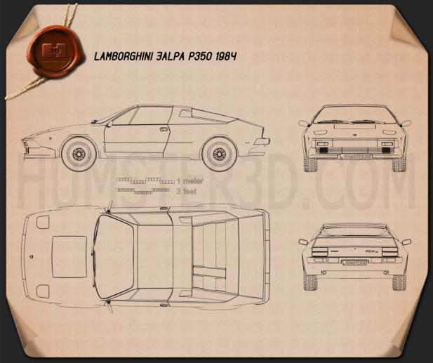 Lamborghini Jalpa P350 1984 Blaupause