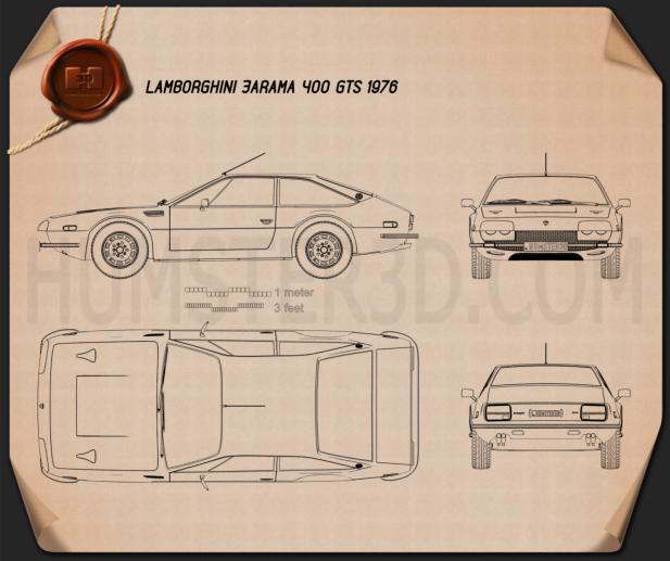 Lamborghini Jarama 400 GTS 1976 테크니컬 드로잉